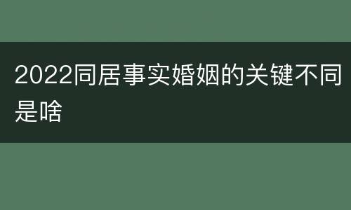 2022同居事实婚姻的关键不同是啥