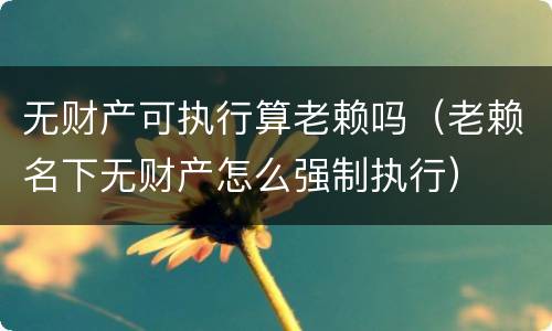 无财产可执行算老赖吗（老赖名下无财产怎么强制执行）