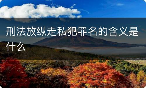 刑法放纵走私犯罪名的含义是什么