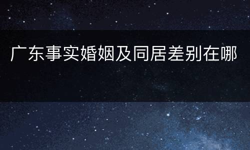 广东事实婚姻及同居差别在哪