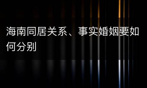 海南同居关系、事实婚姻要如何分别