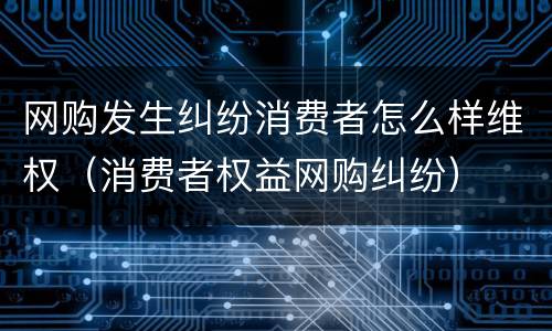 网购发生纠纷消费者怎么样维权（消费者权益网购纠纷）