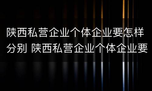 陕西私营企业个体企业要怎样分别 陕西私营企业个体企业要怎样分别开户