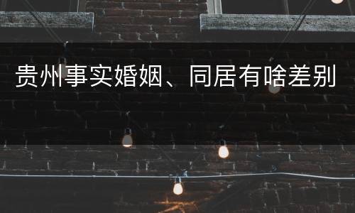贵州事实婚姻、同居有啥差别