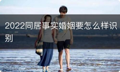 2022同居事实婚姻要怎么样识别