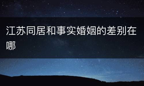 江苏同居和事实婚姻的差别在哪