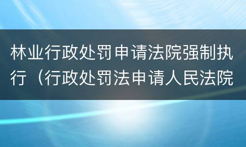 林业行政处罚申请法院强制执行（行政处罚法申请人民法院强制执行）