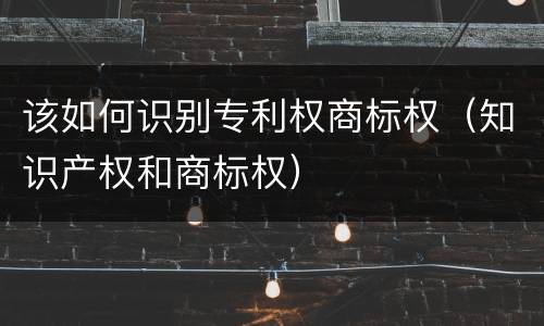 该如何识别专利权商标权（知识产权和商标权）