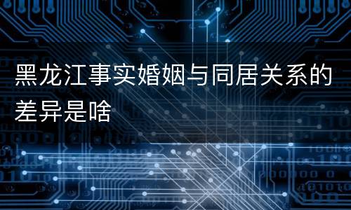 黑龙江事实婚姻与同居关系的差异是啥