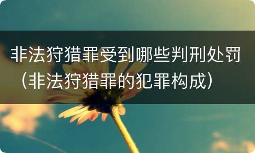 非法狩猎罪受到哪些判刑处罚（非法狩猎罪的犯罪构成）