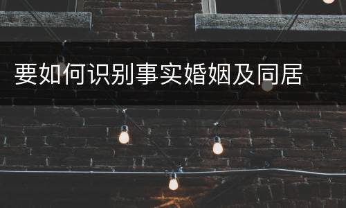 要如何识别事实婚姻及同居