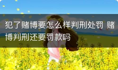 犯了赌博要怎么样判刑处罚 赌博判刑还要罚款吗