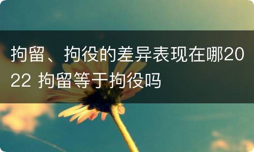 拘留、拘役的差异表现在哪2022 拘留等于拘役吗