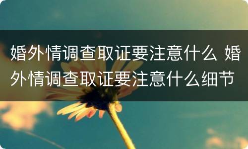 婚外情调查取证要注意什么 婚外情调查取证要注意什么细节
