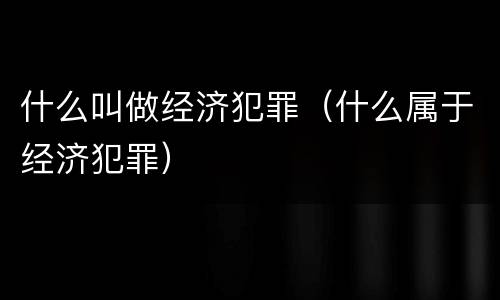 什么叫做经济犯罪（什么属于经济犯罪）