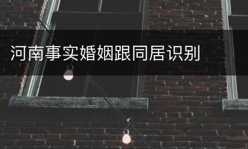 河南事实婚姻跟同居识别