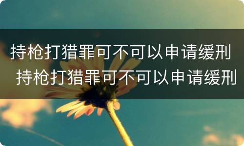 持枪打猎罪可不可以申请缓刑 持枪打猎罪可不可以申请缓刑呢