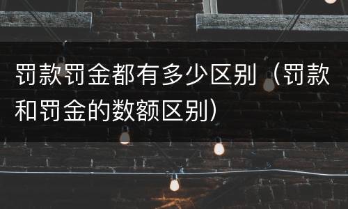 罚款罚金都有多少区别（罚款和罚金的数额区别）