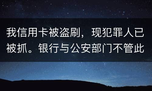 我信用卡被盗刷，现犯罪人已被抓。银行与公安部门不管此事。我如何能取回款项呢项呢