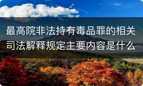 最高院非法持有毒品罪的相关司法解释规定主要内容是什么