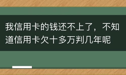 我信用卡的钱还不上了，不知道信用卡欠十多万判几年呢