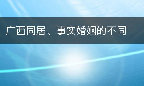 广西同居、事实婚姻的不同