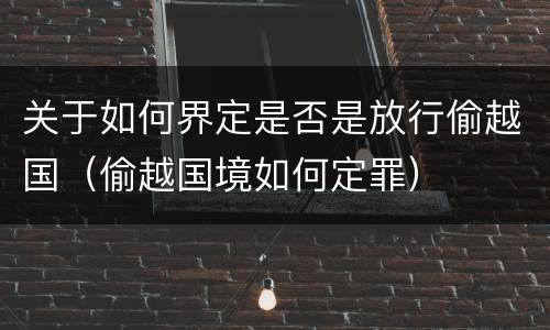 关于如何界定是否是放行偷越国（偷越国境如何定罪）