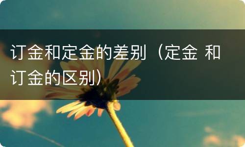 订金和定金的差别（定金 和 订金的区别）