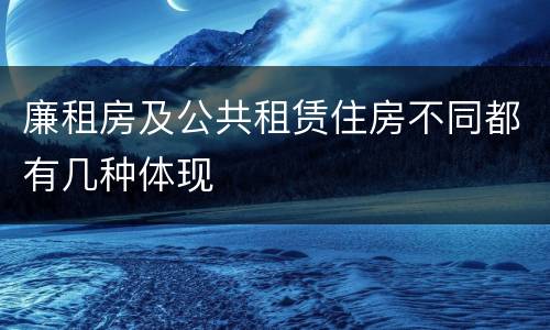 廉租房及公共租赁住房不同都有几种体现