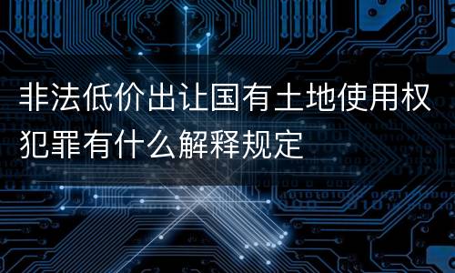 非法低价出让国有土地使用权犯罪有什么解释规定