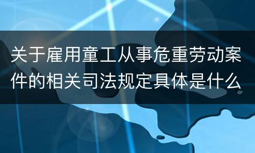 关于雇用童工从事危重劳动案件的相关司法规定具体是什么重要内容