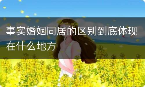 事实婚姻同居的区别到底体现在什么地方