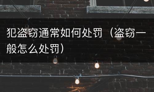 犯盗窃通常如何处罚（盗窃一般怎么处罚）