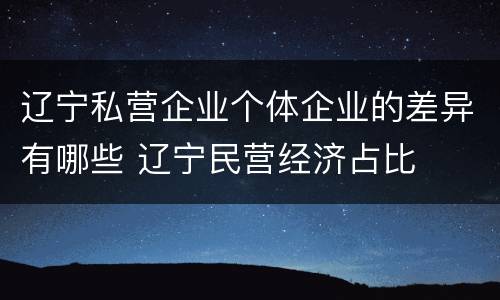 辽宁私营企业个体企业的差异有哪些 辽宁民营经济占比