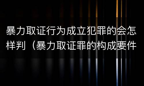 暴力取证行为成立犯罪的会怎样判（暴力取证罪的构成要件）
