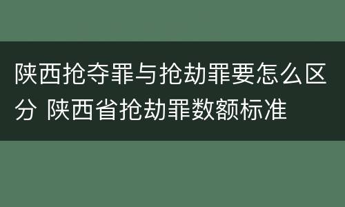陕西抢夺罪与抢劫罪要怎么区分 陕西省抢劫罪数额标准