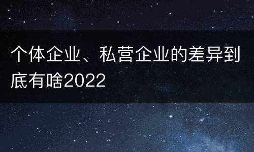 个体企业、私营企业的差异到底有啥2022