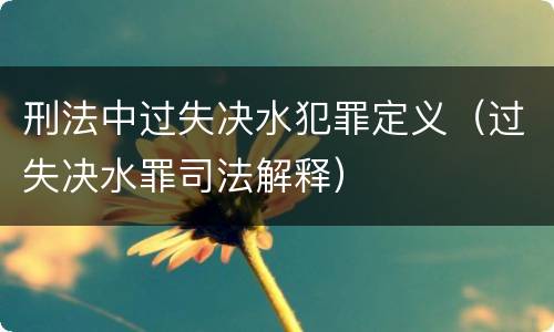 刑法中过失决水犯罪定义（过失决水罪司法解释）