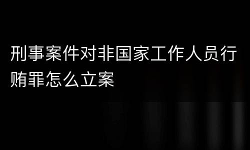 刑事案件对非国家工作人员行贿罪怎么立案