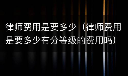 律师费用是要多少（律师费用是要多少有分等级的费用吗）