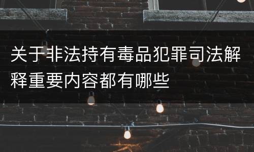 关于非法持有毒品犯罪司法解释重要内容都有哪些