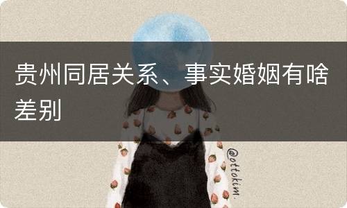 贵州同居关系、事实婚姻有啥差别
