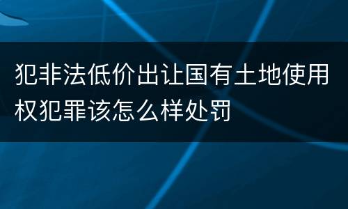 犯非法低价出让国有土地使用权犯罪该怎么样处罚