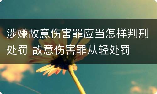 涉嫌故意伤害罪应当怎样判刑处罚 故意伤害罪从轻处罚