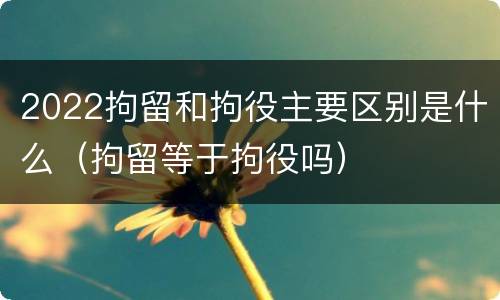2022拘留和拘役主要区别是什么（拘留等于拘役吗）