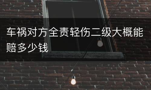 车祸对方全责轻伤二级大概能赔多少钱