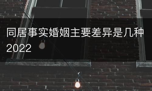 同居事实婚姻主要差异是几种2022