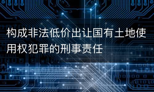 构成非法低价出让国有土地使用权犯罪的刑事责任
