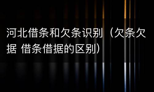 河北借条和欠条识别（欠条欠据 借条借据的区别）
