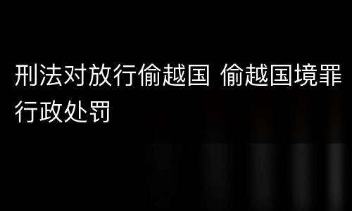 刑法对放行偷越国 偷越国境罪行政处罚
